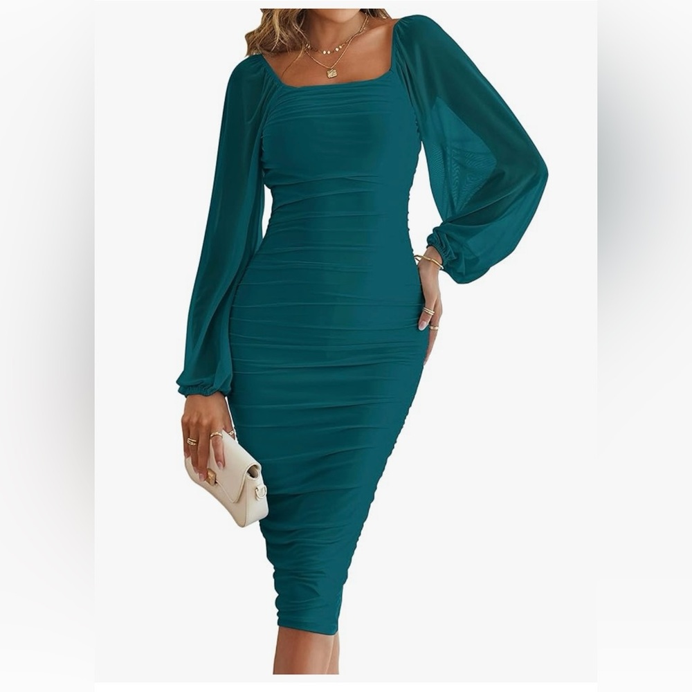 Teal Long Sleeve Dress